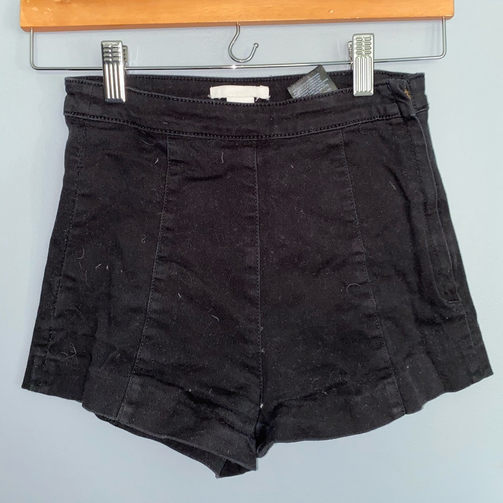 H&M high rise black denim shorts